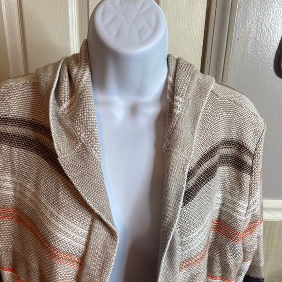Belldini hooded striped open front cardigan sweater size L - Picture 6 of 8